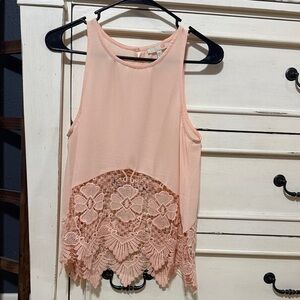 Giani Bernini Blush Pink Lace-Hem Tank Top